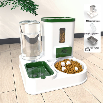 Pet Feeding And Drinking Station Bowl with green anti-hair water bowl and food tray