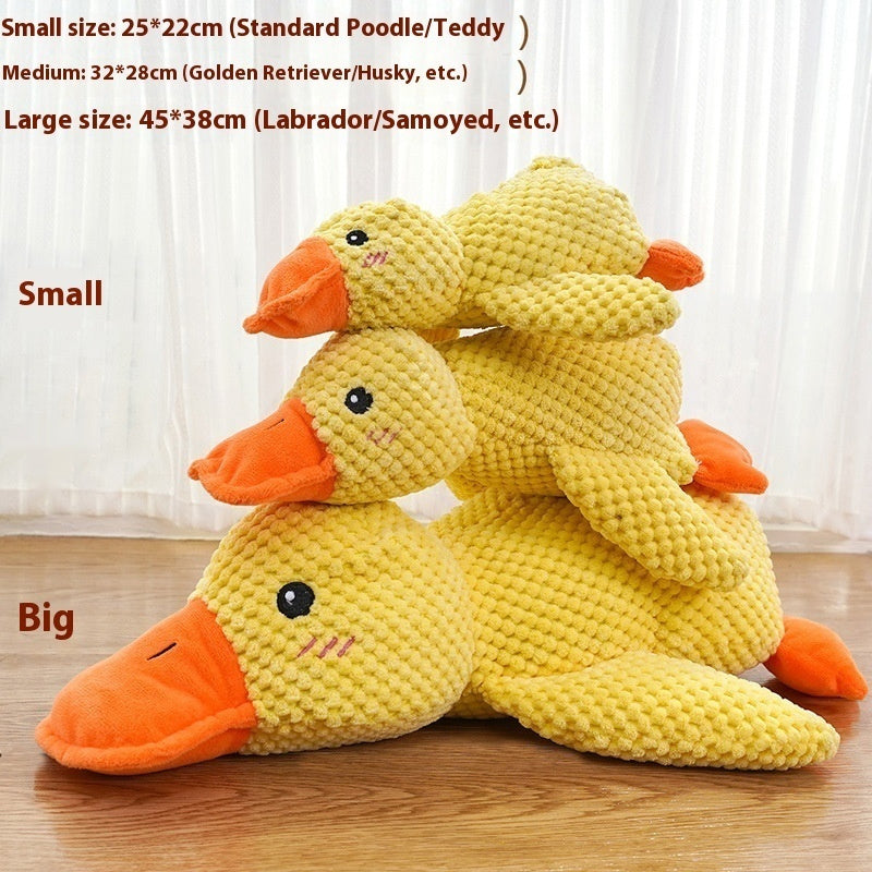 Calming Duck plush toy, yellow knit with orange beak and feet
