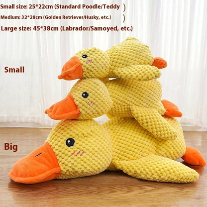 Calming Duck plush toy, yellow knit with orange beak and feet