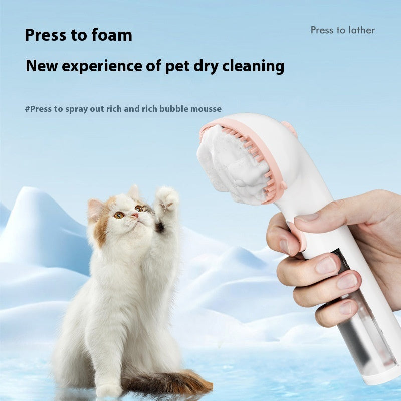 Adjustable comb steam brush, white handheld tool with pink comb head