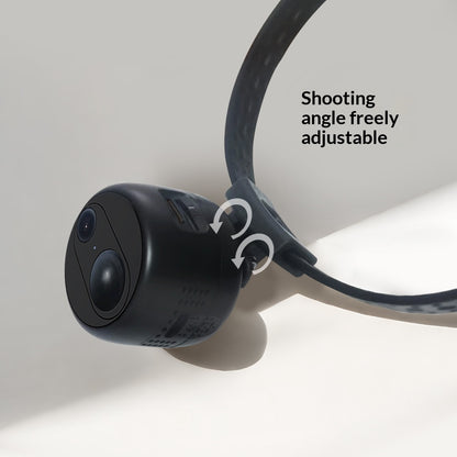 Camera module on pet collar strap with freely adjustable shooting angle