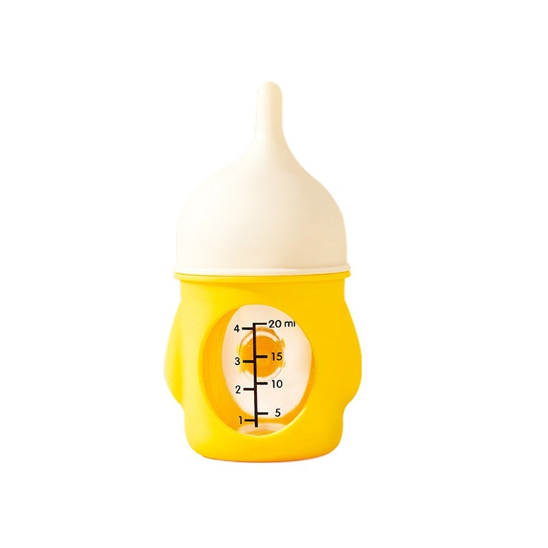 Rock Yellow 20ml anti-choking silicone feeding bottle with measurement markings