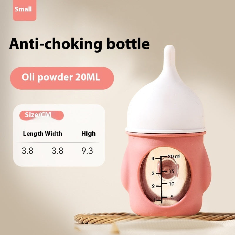 Oli powder 20ml anti-choking silicone feeding bottle with measurement markings