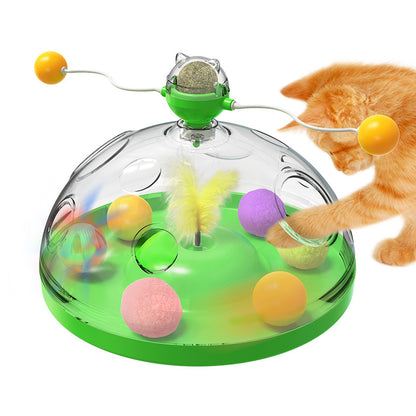 Meows Windmill Katze-Spielzeug, grüner Turntable mit leuchtender Pinwheel-Kugel