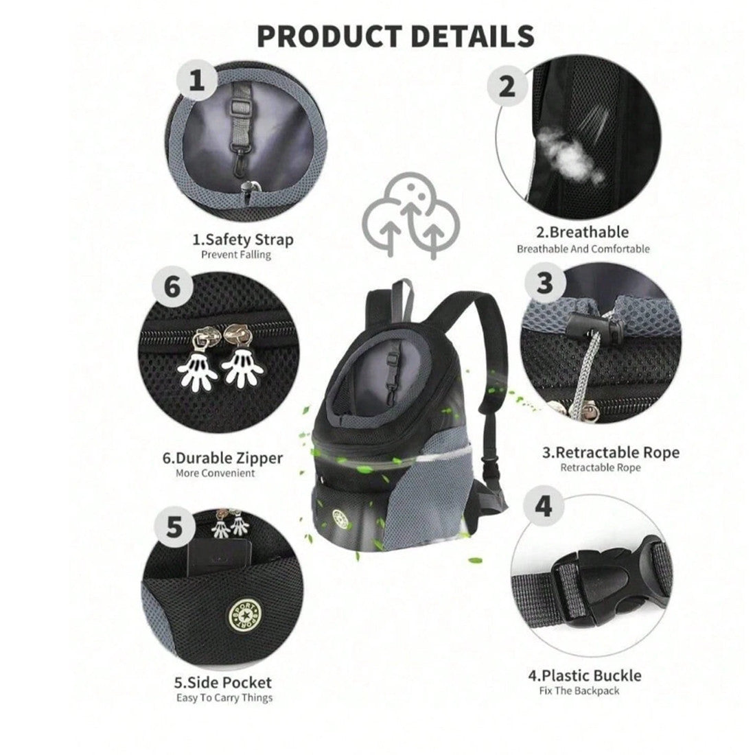 NEW Pet Dog Carrier Details: Sicherheitsgurt, robusten Reißverschluss, schwarz/grau