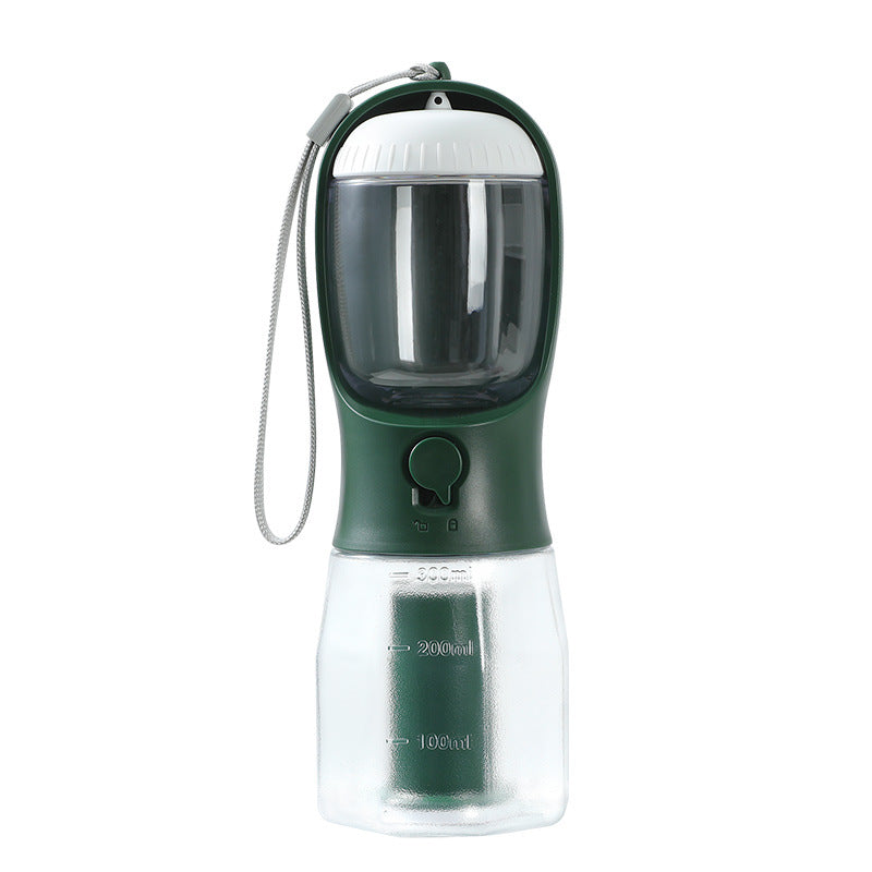 3-in-1 Hunde-Wasser- & Futterbecher in Dunkelgrün, transparentes Wasserfach