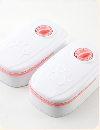 Automatic Pet Feeder & Smart Food Dispenser in Pink-Variante, mit zwei Drehreglern