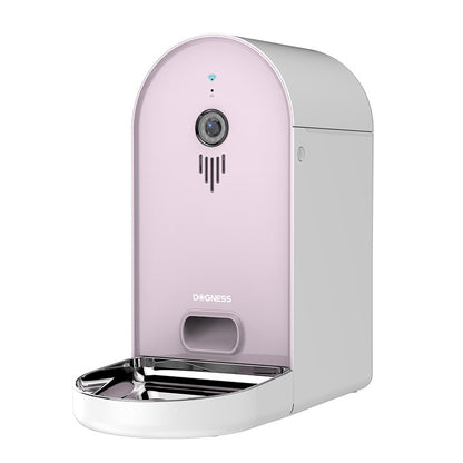 Smart Pet Feeder Barbie Pink mit Kamera, geöffneter Futterwanne