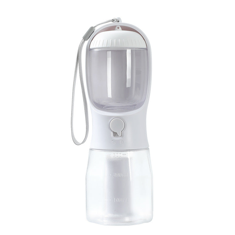 Petcare 3-in-1 portable dog water & food cup in Milky White, with lanyard and spout