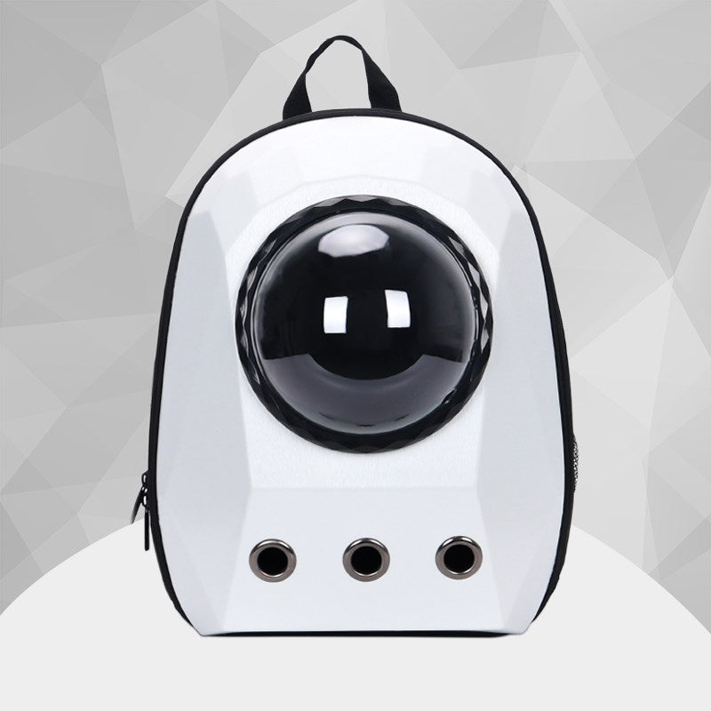 Weiße Transport-Rucksacktasche mit durchsichtiger Kugelöffnung und drei Sichtöffnungen
