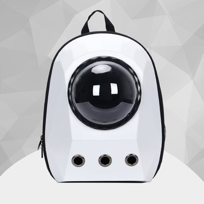 Weiße Transport-Rucksacktasche mit durchsichtiger Kugelöffnung und drei Sichtöffnungen