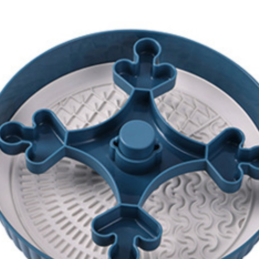 Blue rotating feeding board with compartment channels and central spinner