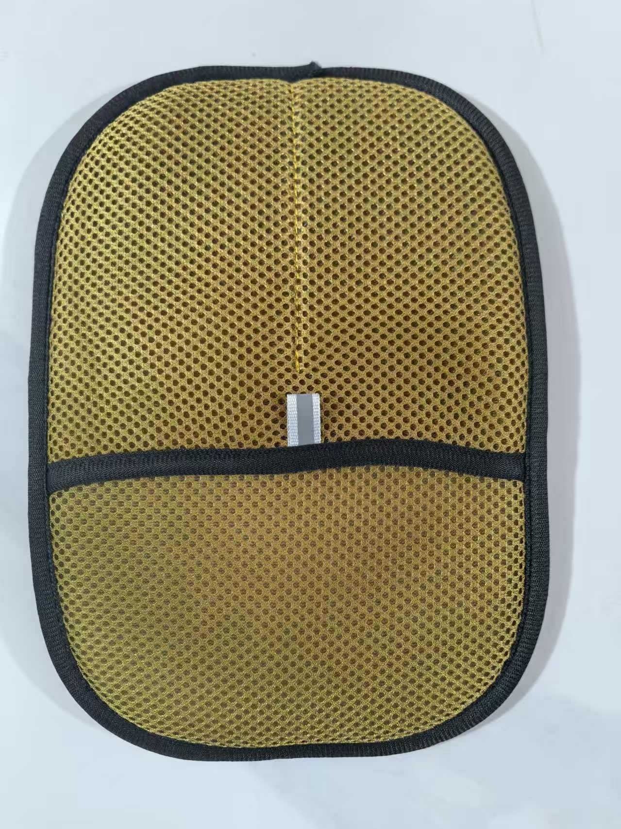 Pet hair remover mitt: yellow-gold mesh with black edging