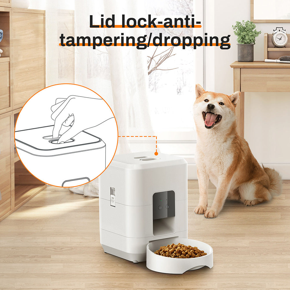 Pet Smart Feeder 2L weißer Futterautomat, Deckel-Verriegelung gegen Kippen