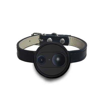 Camera recorder collar strap, black strap and round camera unit front view