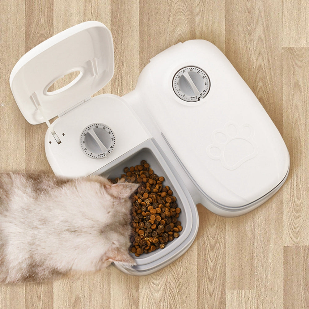 Automatic Pet Feeder & Smart Food Dispenser, Double meal mit geöffneter Klappe