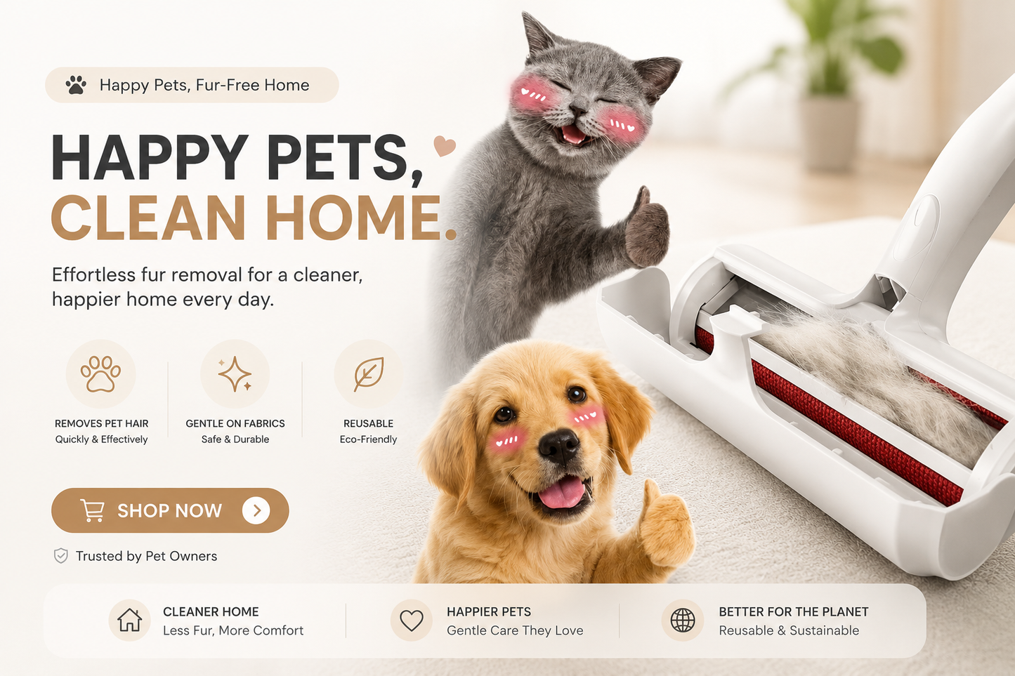 Reusable Pet Hair Removal Roller | Sofa & Fabric Fur Cleaner