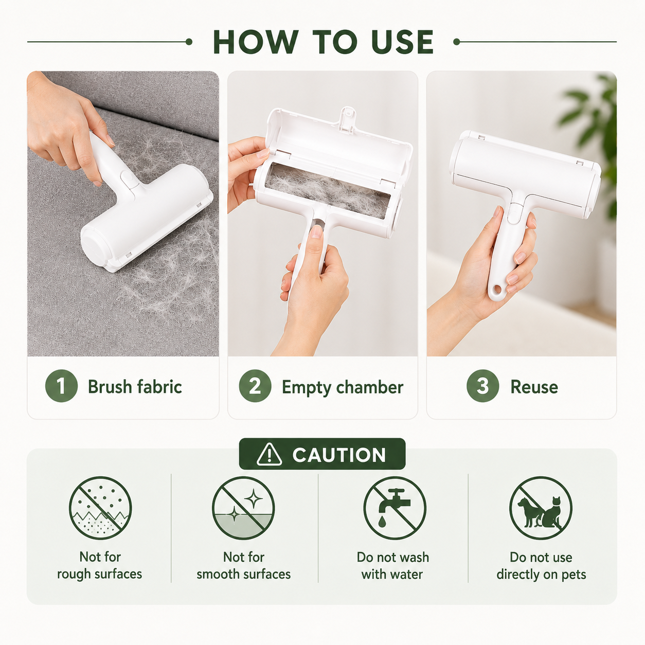 Reusable Pet Hair Removal Roller | Sofa & Fabric Fur Cleaner