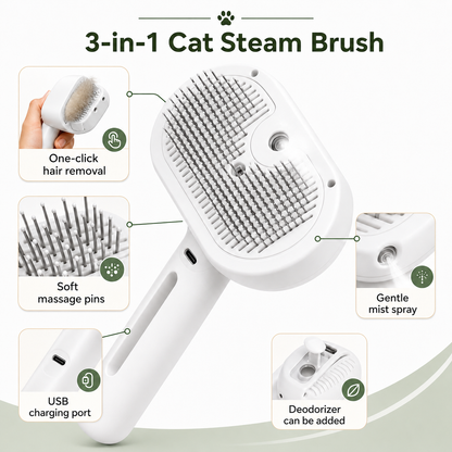 3-in-1 Cat  Dog Steam Brush | Mist Grooming & Pet Hair Remover FurClean Pro™