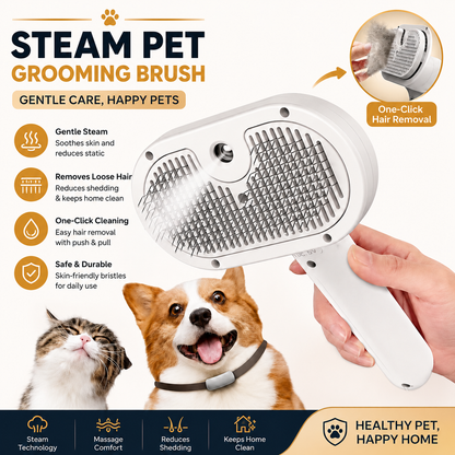 3-in-1 Cat  Dog Steam Brush | Mist Grooming & Pet Hair Remover FurClean Pro™