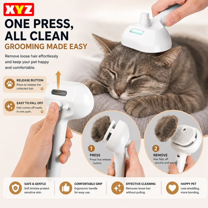 3-in-1 Cat  Dog Steam Brush | Mist Grooming & Pet Hair Remover FurClean Pro™