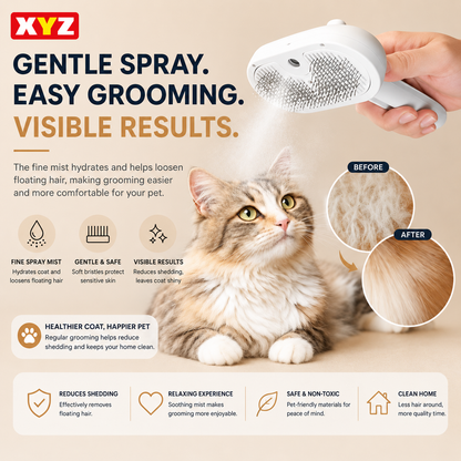 3-in-1 Cat  Dog Steam Brush | Mist Grooming & Pet Hair Remover FurClean Pro™