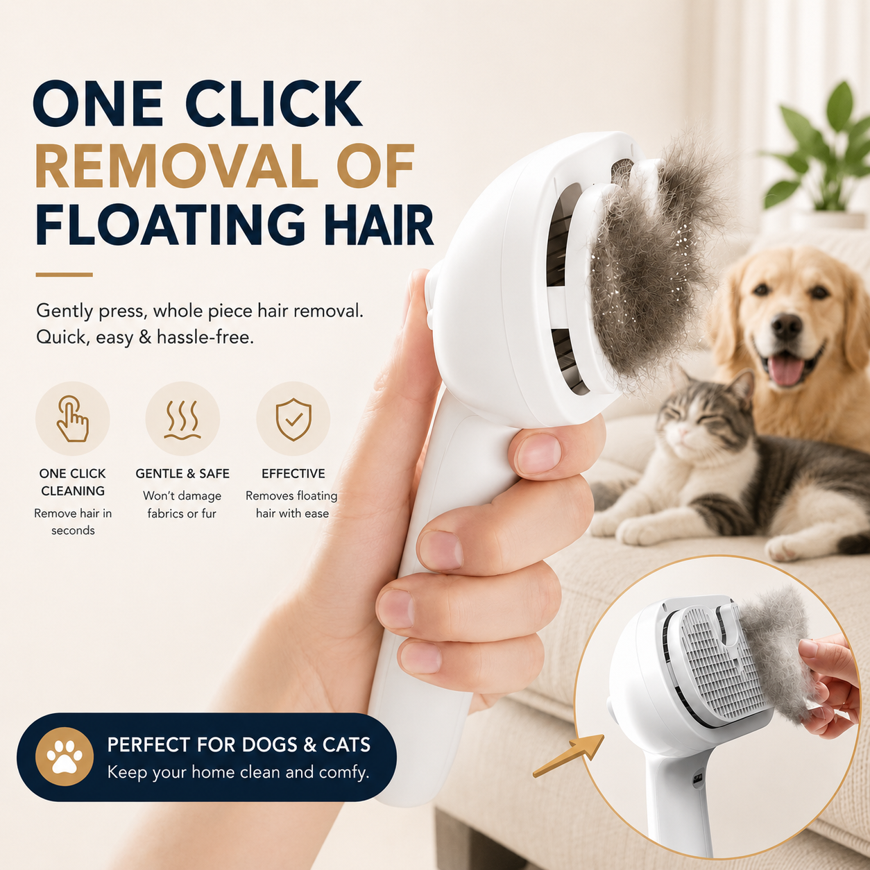 3-in-1 Cat  Dog Steam Brush | Mist Grooming & Pet Hair Remover FurClean Pro™