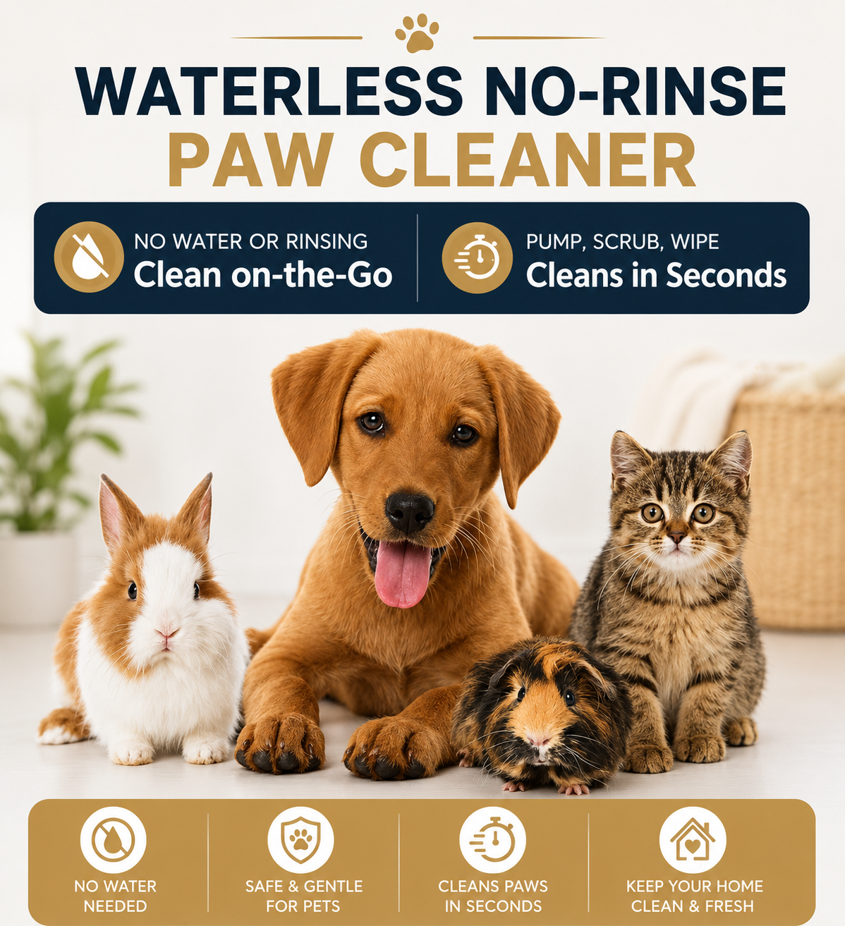 Waterless Paw Cleaner for Dogs & Cats | Soft Silicone Brush