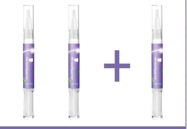 Pet Oral Repair Gel tubes set: three clear applicator tubes with purple label bands