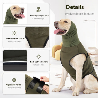 Anti-Angst-Jacke für Hunde, atmungsaktives Mesh und verstellbares Klettband, Armeegrün