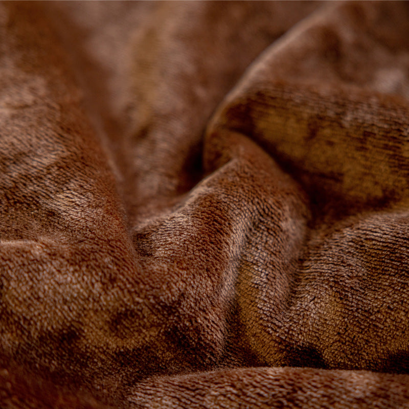 Coffee fluffy waterproof pet blanket fabric texture close-up