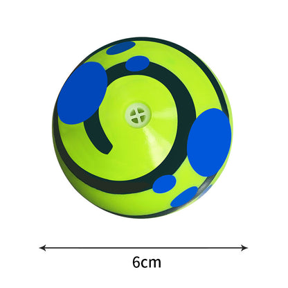 6cm green dog toy ball with blue patterns and textured center