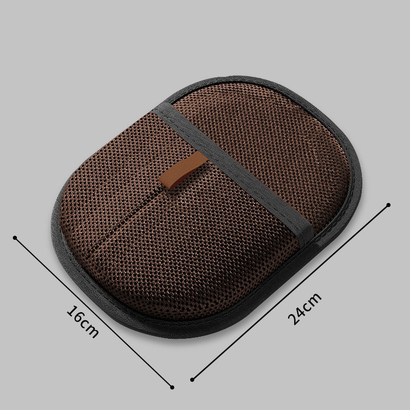 Pet hair remover mitt, brown with gray strap, approx 16x24 cm