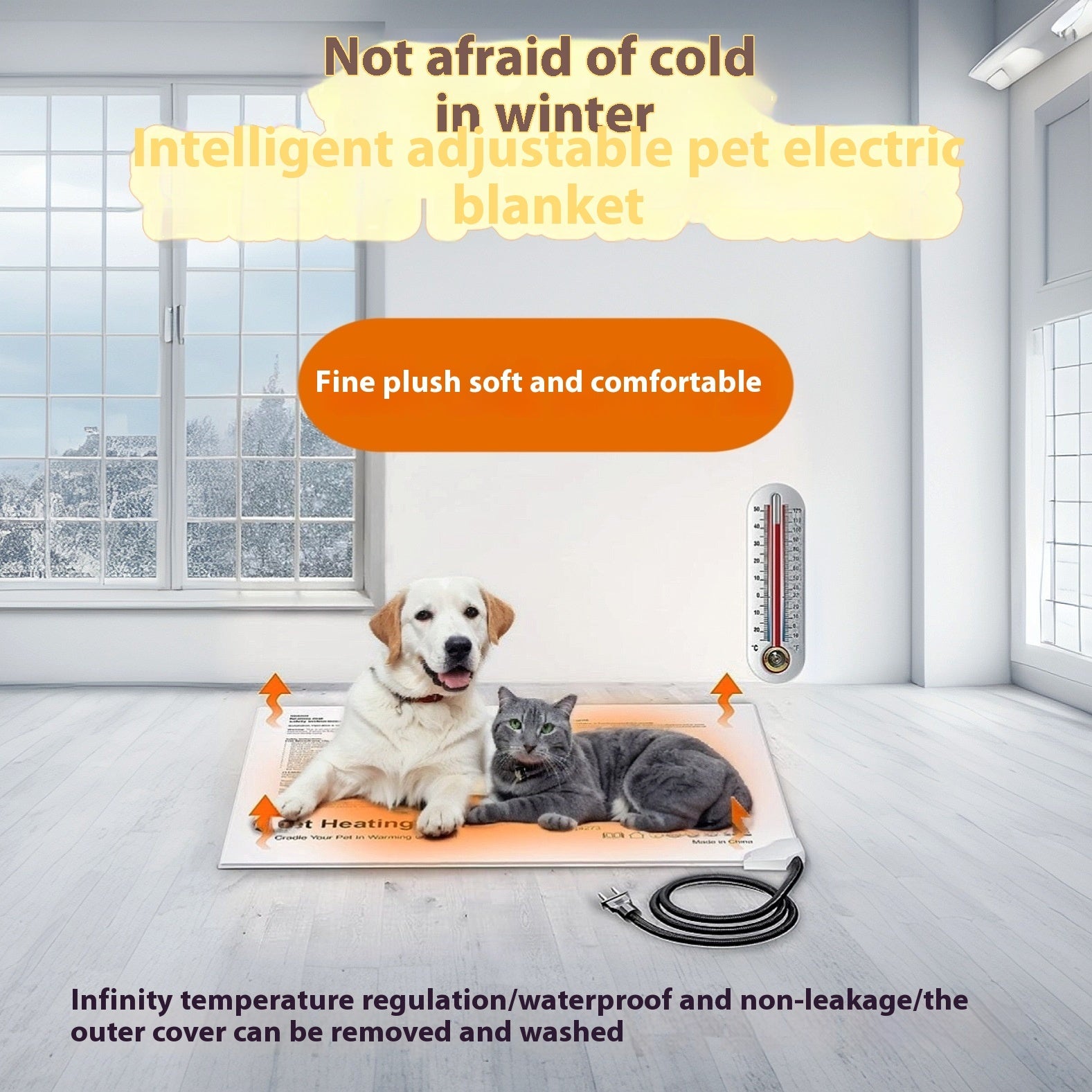 Pet electric heated blanket with temperature control and safety controller