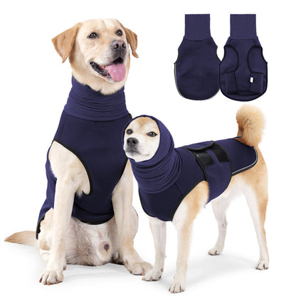 Anti-Angst-Jacke für Hunde in Dunkelblau, Hals- und Brustschutz