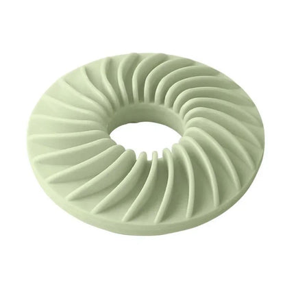 Green ridged round TPR slow-feeding frisbee toy