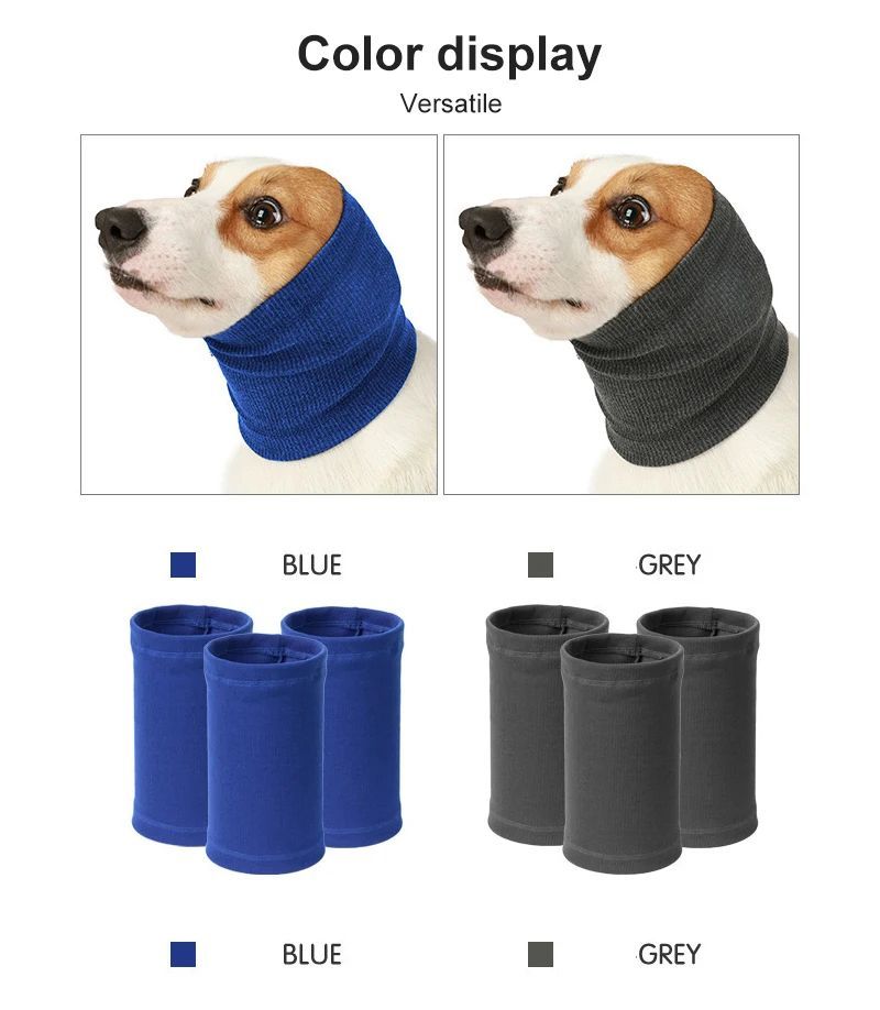 Dog headband earmuffs in blue and gray knit sets