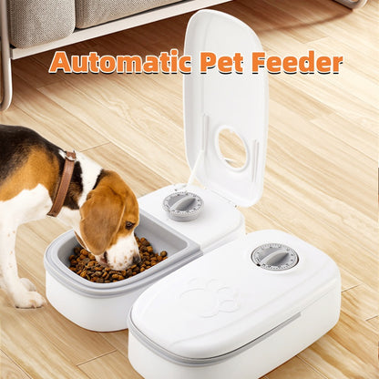 Automatic Pet Feeder & Smart Food Dispenser, geöffnet mit Futterschalen und Rädchen