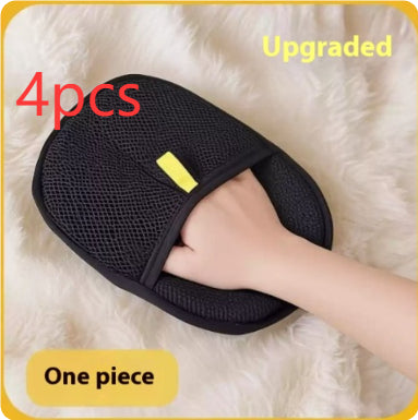 Pet hair remover mitt, black, 4 pcs, upgraded