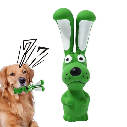 Grünes Latex-Hundespielzeug, Hase-Form mit Quietscher