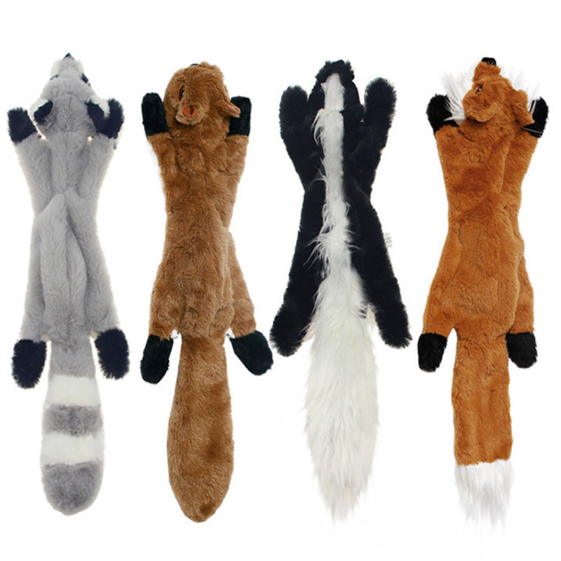 Pet Supplies Plush Molar Toy 4pcs set: gray, brown, black-white, orange plush animals