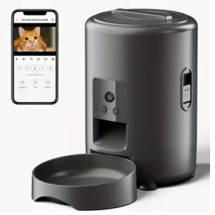 Pet Smart Feeder 2L schwarzer Futterautomat mit Futterschale
