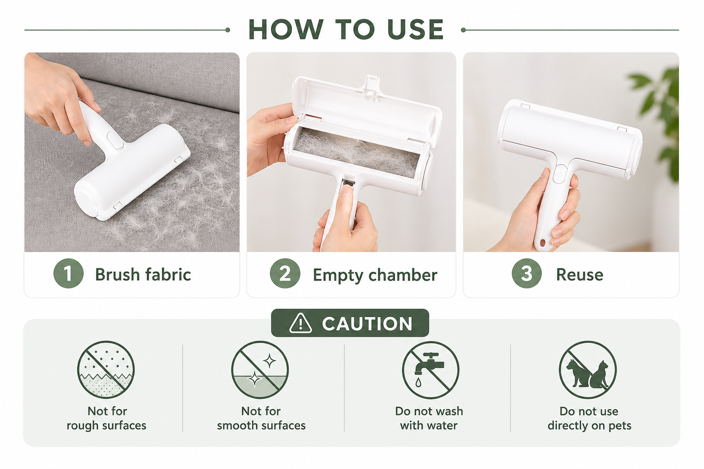 Reusable Pet Hair Removal Roller | Sofa & Fabric Fur Cleaner